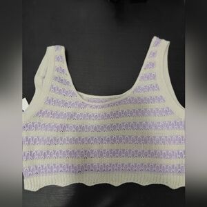Striped Lavender and Cream Knit Tank Top